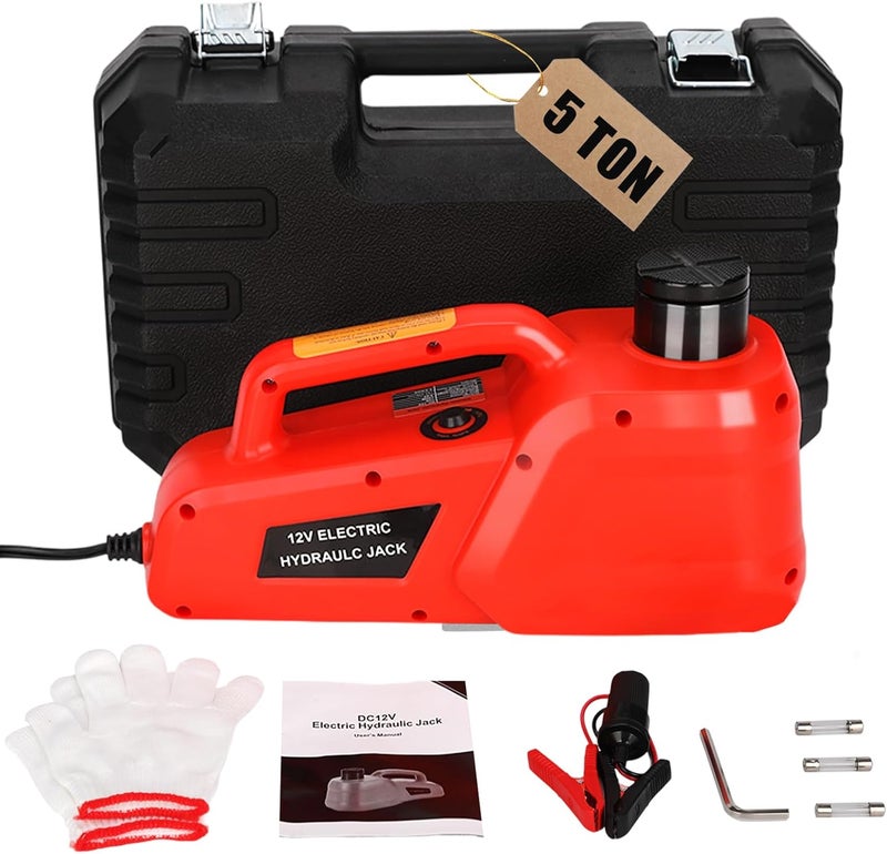 Trihelper Electric Car Jack 5 Ton 12V Hydraulic Jack Portable Car Lift Floor Jack Stand for Sedans SUV MPV Sedan Truck Change Tires Garage Repair Roadside Emergency Kit - Image 1